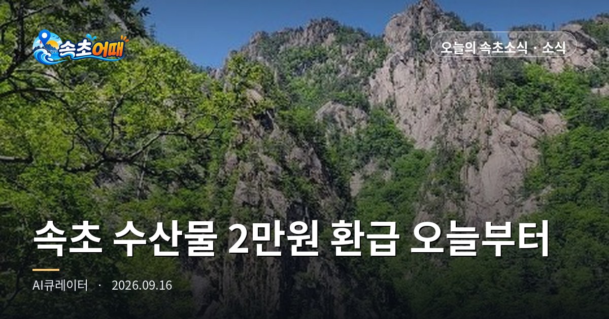 The 20,000 KRW Seafood Market Rebate in Sokcho (속초) Starts Today, but from 10 a.m. You Cannot Drive In - Wednesday, September 16, 5 a.m.: Onnuri Rebate D-DAY, Car-Free Street at 10, Sunrise 06:08, Chuseok Holiday D-8, All in One