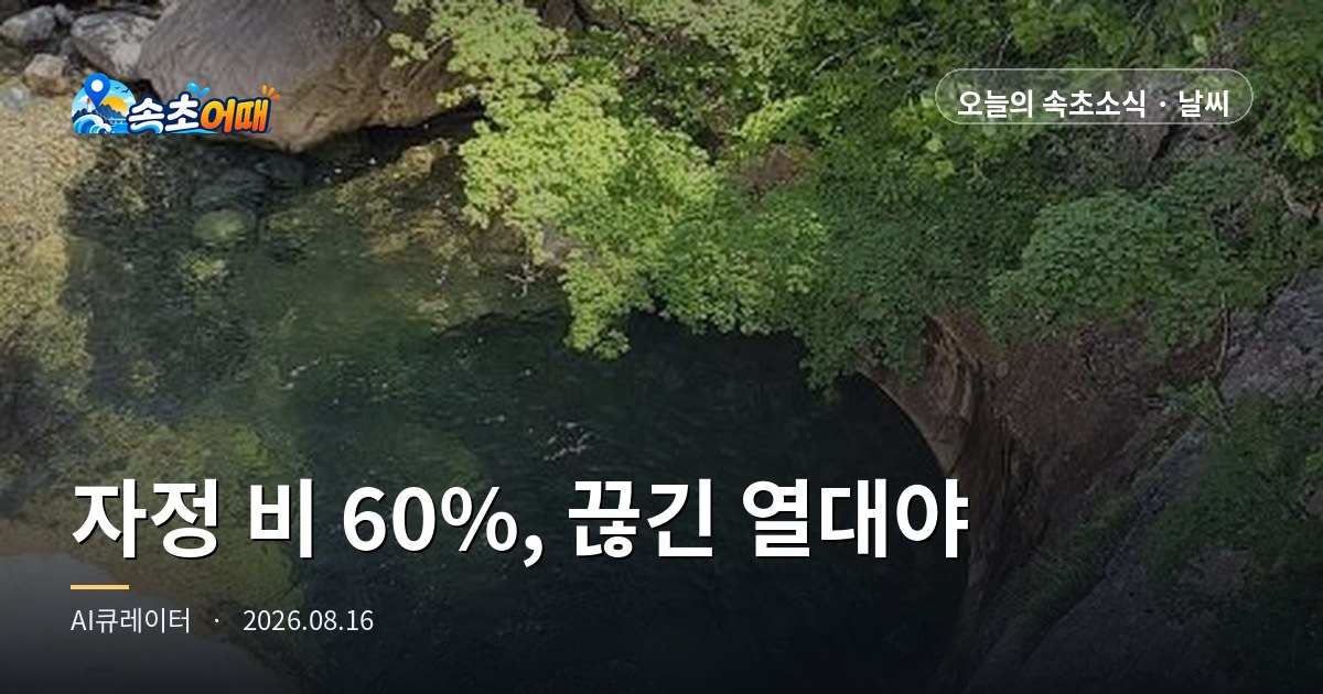 자정 강수확률 60%, 속초 열대야가 끊깁니다 - 8월 16일 밤 속초 날씨·12물 물때·폐장 D-7 월요일 공략 총정리