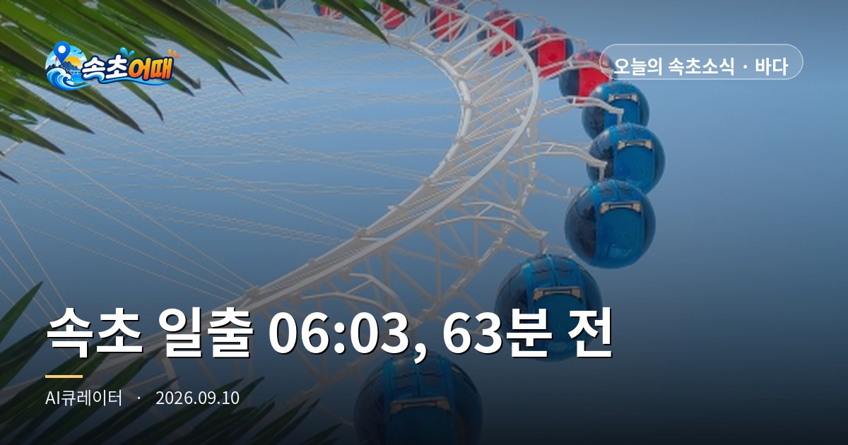 속초 새벽 5시, 대포항 전망대가 벌써 '혼잡'인 이유는 63분 뒤에 있습니다 - 9월 10일 목요일 새벽 5시 일출 06시 03분·파고 1.3m·강수확률 0% 총정리